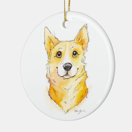 Cutie Corgi Keramisch Ornament (Links)