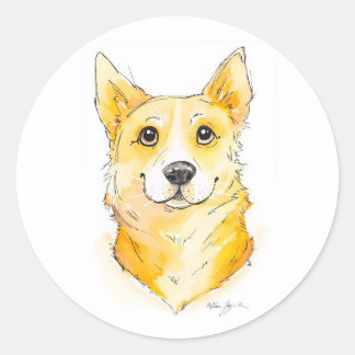 Cutie Corgi Ronde Sticker