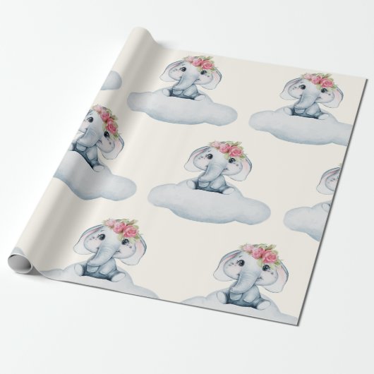 Cutie Elephant Cadeaupapier (Uitgerold)