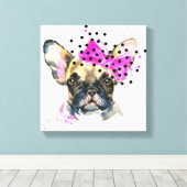 Cutie French Bull Dog Canvas Afdruk (Insitu (Houten vloer))