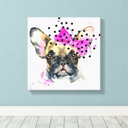 Cutie French Bull Dog Canvas Afdruk (Insitu (Houten vloer))