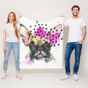 Cutie French Bull Dog Fleece Deken