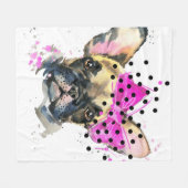 Cutie French Bull Dog Fleece Deken (Voorkant (Horizontaal))