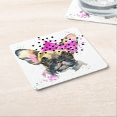 Cutie French Bull Dog Kartonnen Onderzetters (Schuin)