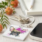 Cutie French Bull Dog Sleutelhanger (Voorkant Rechts)