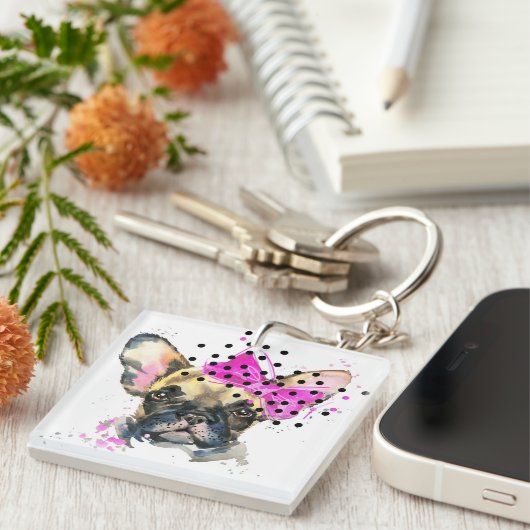 Cutie French Bull Dog Sleutelhanger (Voorkant Rechts)