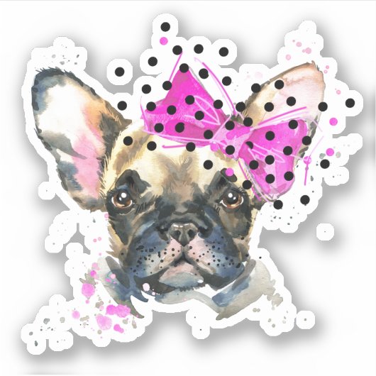 Cutie French Bull Dog Sticker (Voorkant)