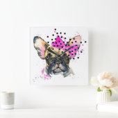 Cutie French Bull Dog Vierkante Klok (Huis)
