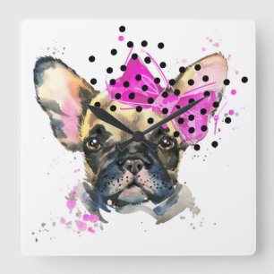 Cutie French Bull Dog Vierkante Klok