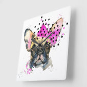 Cutie French Bull Dog Vierkante Klok (Hoek)