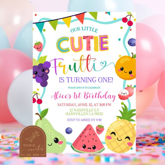 Cutie Frutti Birthday Invitation Kaart