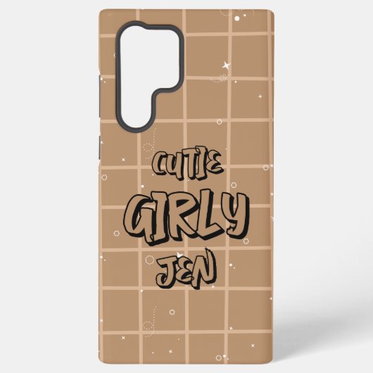 Cutie Girly Brown Gingham Samsung Galaxy Hoesje (Achterkant)