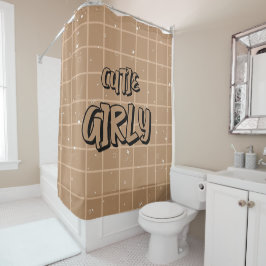 Cutie Girly Brown Gingham Shower Curtain Douchegordijn