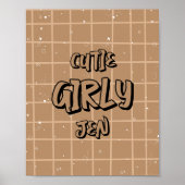 Cutie Girly Brown Gingham Wall Art Poster (Voorkant)