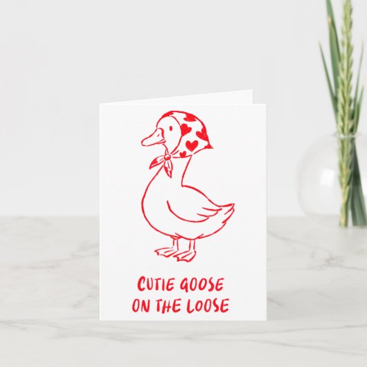 Cutie Goose Valentijn Harten Bandana Cute Barnyard Kaart (Voorkant)
