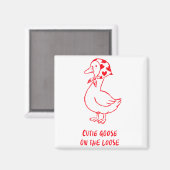 Cutie Goose Valentine Hearts Bandana Cute Barnyard Magneet (Voorkant / Achterkant)