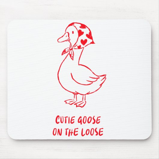 Cutie Goose Valentine Hearts Bandana Cute Barnyard Muismat (Voorkant)