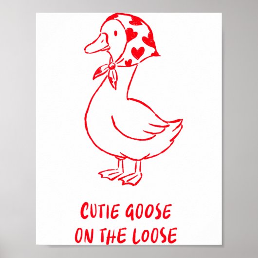 Cutie Goose Valentine Hearts Bandana Cute Barnyard Poster (Voorkant)