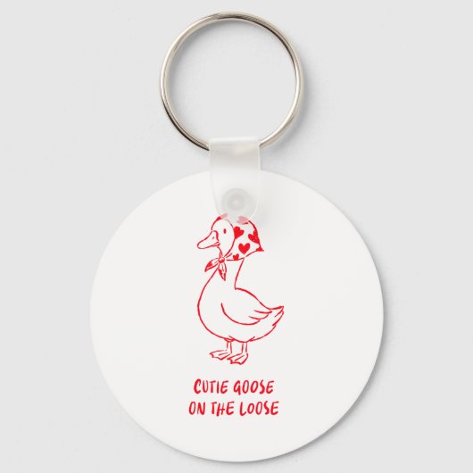 Cutie Goose Valentine Hearts Bandana Cute Barnyard Sleutelhanger (Voorkant)