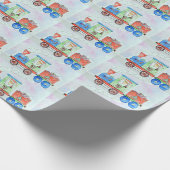 Cutie in haar kersttrein Waterverf schilderen Cadeaupapier (Hoek)