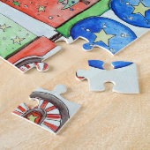 Cutie in haar kersttrein Waterverf schilderen Legpuzzel (Zijkant)