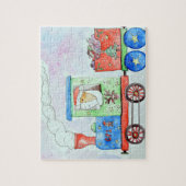 Cutie in haar kersttrein Waterverf schilderen Legpuzzel (Verticaal)