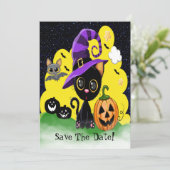 Cutie Kat FUN Halloween Party Kaart (Staand voorkant)