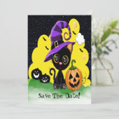 Cutie Kat FUN Halloween Party Kaart (Staand voorkant)