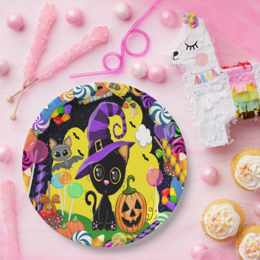 Cutie Kat Halloween Party Goods Papieren Bordje (Feest)