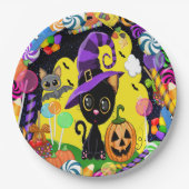 Cutie Kat Halloween Party Goods Papieren Bordje (Voorkant)
