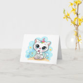 Cutie-Kat Kaart (Gele Bloem)