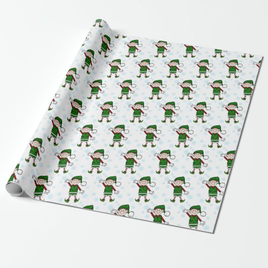 Cutie Kerstmis Elf Boy Cadeaupapier (Uitgerold)