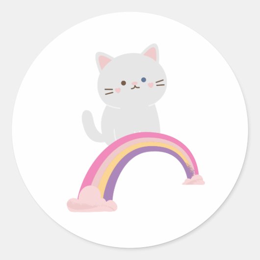 Cutie Kitten Cat Ronde Sticker (Voorkant)