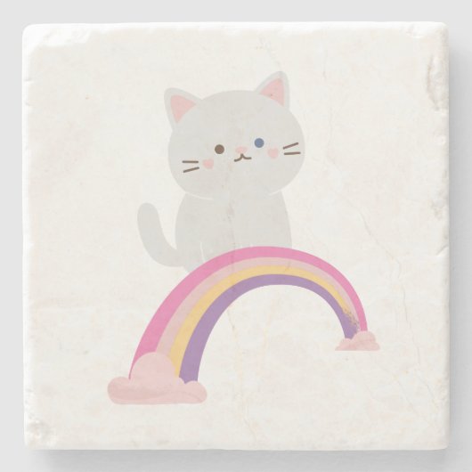 Cutie Kitten Cat Stenen Onderzetter (Voorkant)