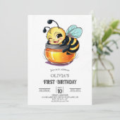 Cutie kleine digitale bij 1e verjaardag kaart (Staand voorkant)