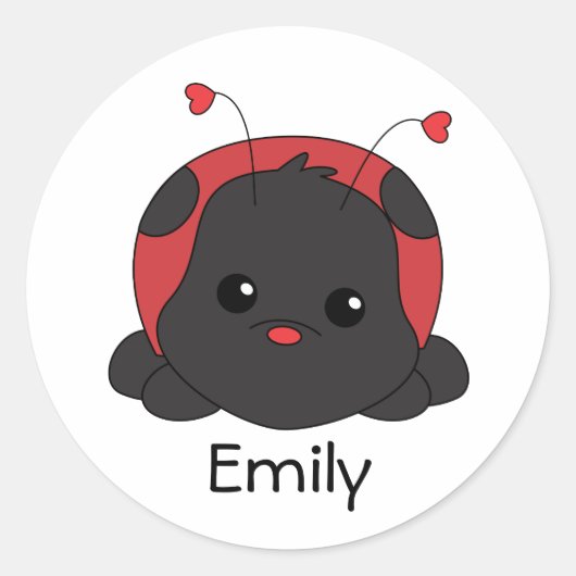 Cutie Lady Bug Ronde Sticker (Voorkant)