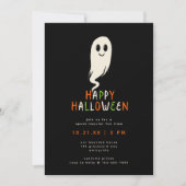 Cutie Lil Ghost Kinder Halloween Party Invitation Feestdagenkaart (Voorkant)