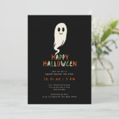 Cutie Lil Ghost Kinder Halloween Party Invitation Feestdagenkaart (Staand voorkant)