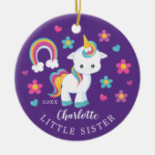 Cutie Little Sister Unicorn kerstversiering Keramisch Ornament (Voorkant)
