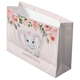 Cutie Olifant Blush Roze Bloemen Meisje Baby showe Groot Cadeauzakje