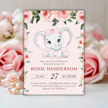 Cutie Olifant Blush Roze Bloemen Meisje Baby showe