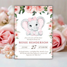 Cutie Olifant Blush Roze Bloemen Meisje Baby showe