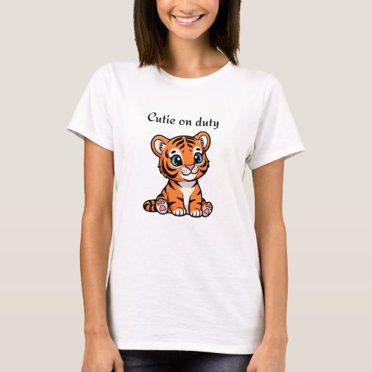 Cutie on Duty Shirt | Cute Baby Tiger Tee (Voorkant)