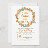 Cutie On The Way Citrus Baby shower Uitnodiging (Voorkant)
