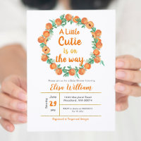 Cutie On The Way Citrus Baby shower Uitnodiging