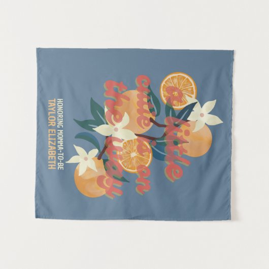 Cutie op de weg Baby shower Thema Wandkleed (Voorkant (horizontaal))