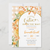 Cutie Orange Gingham baby shower invitation Kaart (Voorkant)