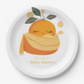 Cutie oranje Baby shower Papieren Bordje (Voorkant)