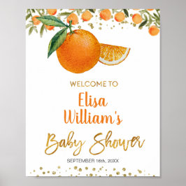 Cutie Oranje baby shower Welkomstteken Poster