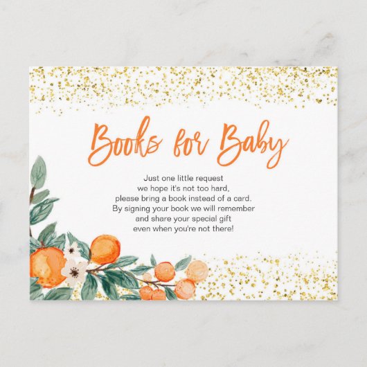 Cutie Oranje Citrus Baby Books insert card Briefkaart (Voorkant)